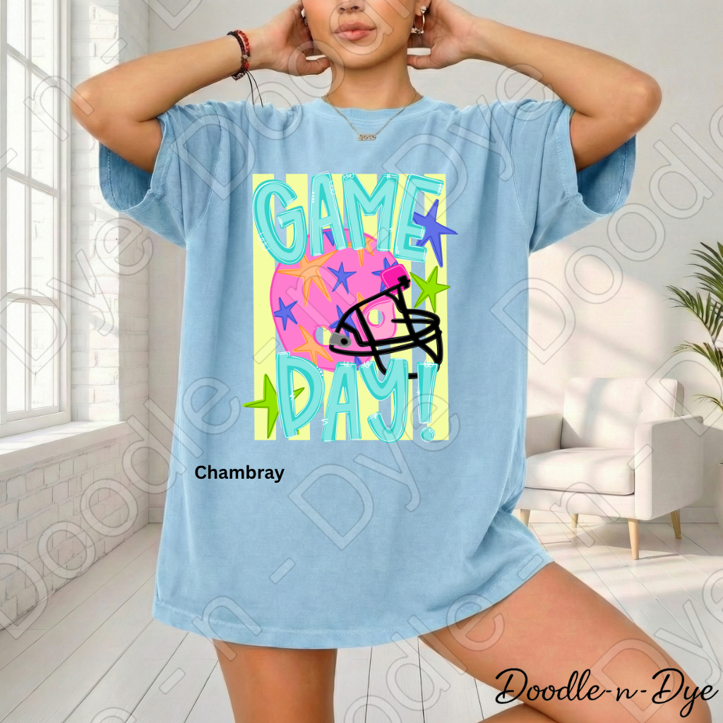 Game Day Comfort Colors Tee, Football Spirit Shirt for Women, Cute Game Day Outfit Idea, Colorful Football Helmet Tee, School Spirit and Sports Mom Shirt, Gift for Her