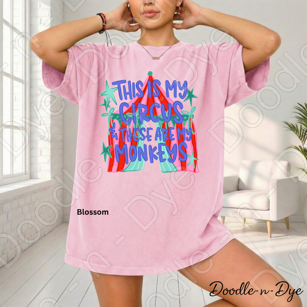 Funny Monkey Comfort Colors Tee, Teacher or Mom Life Shirt, This is My Circus These Are My Monkeys tee, Classroom Humor Tee, Humorous Mom Life Tee, Teacher Gift, Gift for Mom, Back to School Tee