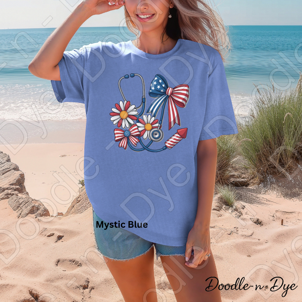 Nurse 4th of July Comfort Colors Tee, Patriotic Nurse Shirt, Nurse Life Shirt, Red White & Blue Tee, Healthcare Hero Shirt, Patriotic Medical Tee