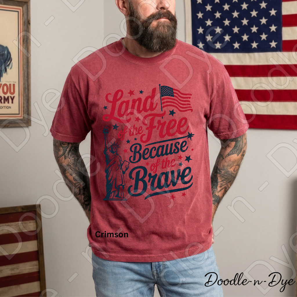 Patriotic Comfort Colors Tee, Land of the Free Because of the Brave Shirt, 250th Anniversary T-Shirt, Happy 250th Birthday America