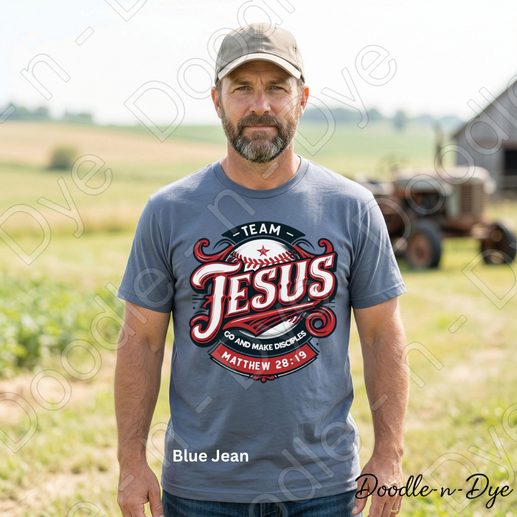 Team Jesus Comfort Colors Tee, Go and Make Disciples Shirt, Faith-Based T Shirt, Christian Baseball T-Shirt, Bible Verse Matthew 28:19 Tee