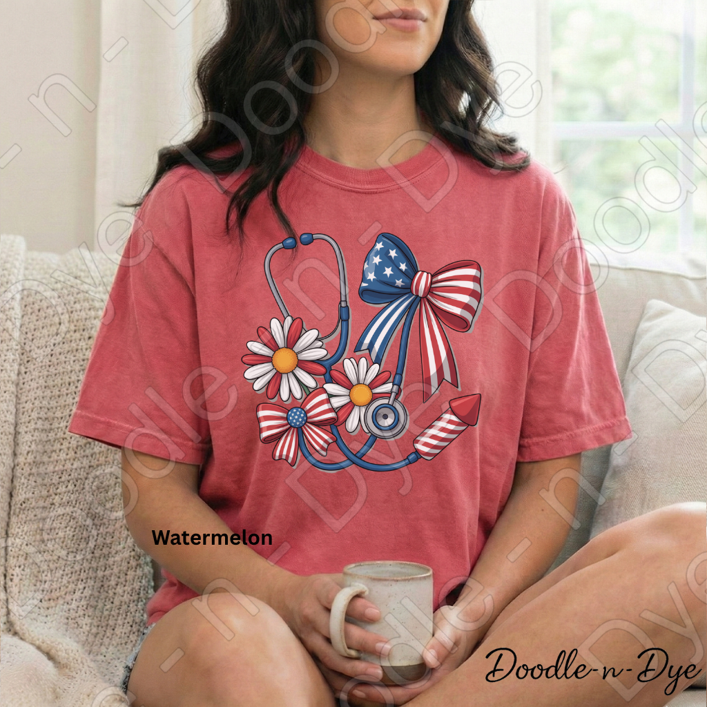 Nurse 4th of July Comfort Colors Tee, Patriotic Nurse Shirt, Nurse Life Shirt, Red White & Blue Tee, Healthcare Hero Shirt, Patriotic Medical Tee