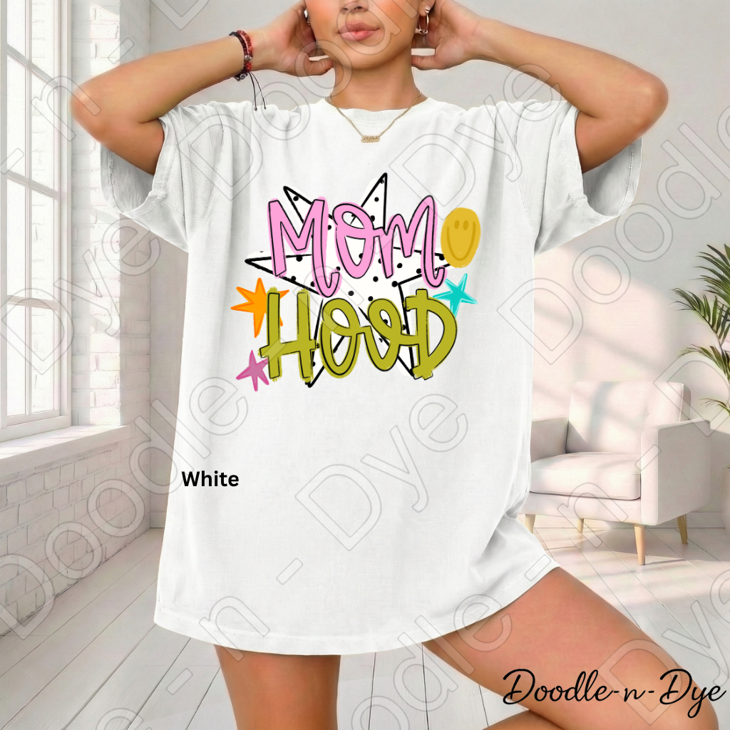 Mom Hood Comfort Colors Tee, Cute Mom Life Shirt for Everyday Wear, Trendy Motherhood Graphic Tee, Fun Mom Outfit Idea, Colorful Mom Life Shirt, Gift for Mom, Gift for Her
