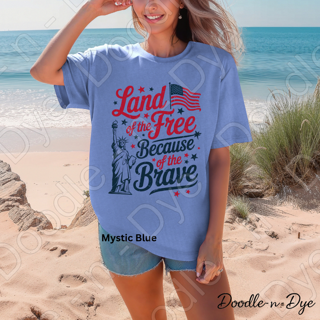 Patriotic Comfort Colors Tee, Land of the Free Because of the Brave Shirt, 250th Anniversary T-Shirt, Happy 250th Birthday America