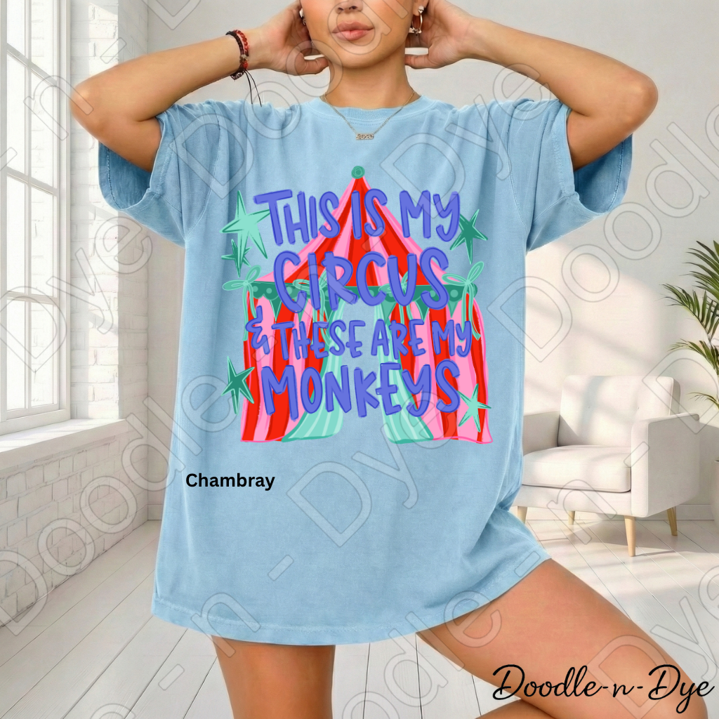 Funny Monkey Comfort Colors Tee, Teacher or Mom Life Shirt, This is My Circus These Are My Monkeys tee, Classroom Humor Tee, Humorous Mom Life Tee, Teacher Gift, Gift for Mom, Back to School Tee