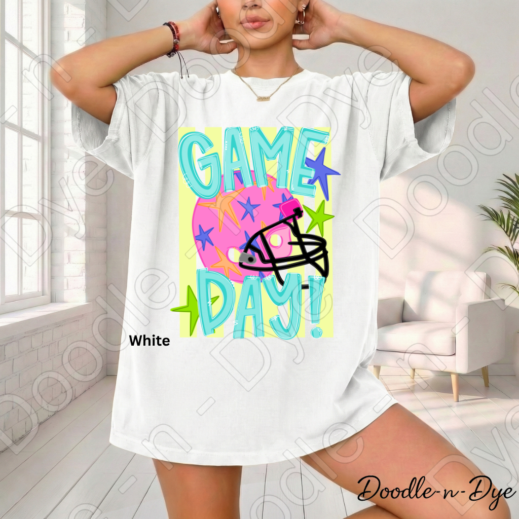 Game Day Comfort Colors Tee, Football Spirit Shirt for Women, Cute Game Day Outfit Idea, Colorful Football Helmet Tee, School Spirit and Sports Mom Shirt, Gift for Her