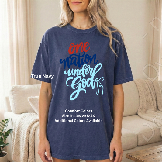One Nation Under God Comfort Colors Tee, Patriotic Faith Shirt, July 4th Shirt, Independence Day 250 Anniversary T-Shirt