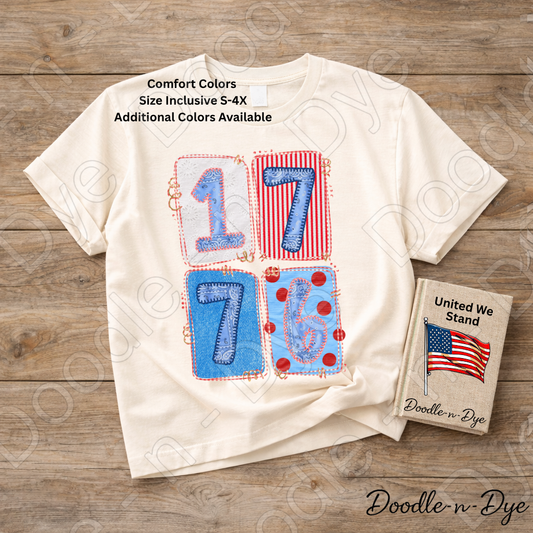 1776 Patriotic Comfort Colors Tee, Vintage USA Tee, July 4th Patriotic Shirt, Independence Day T-Shirt