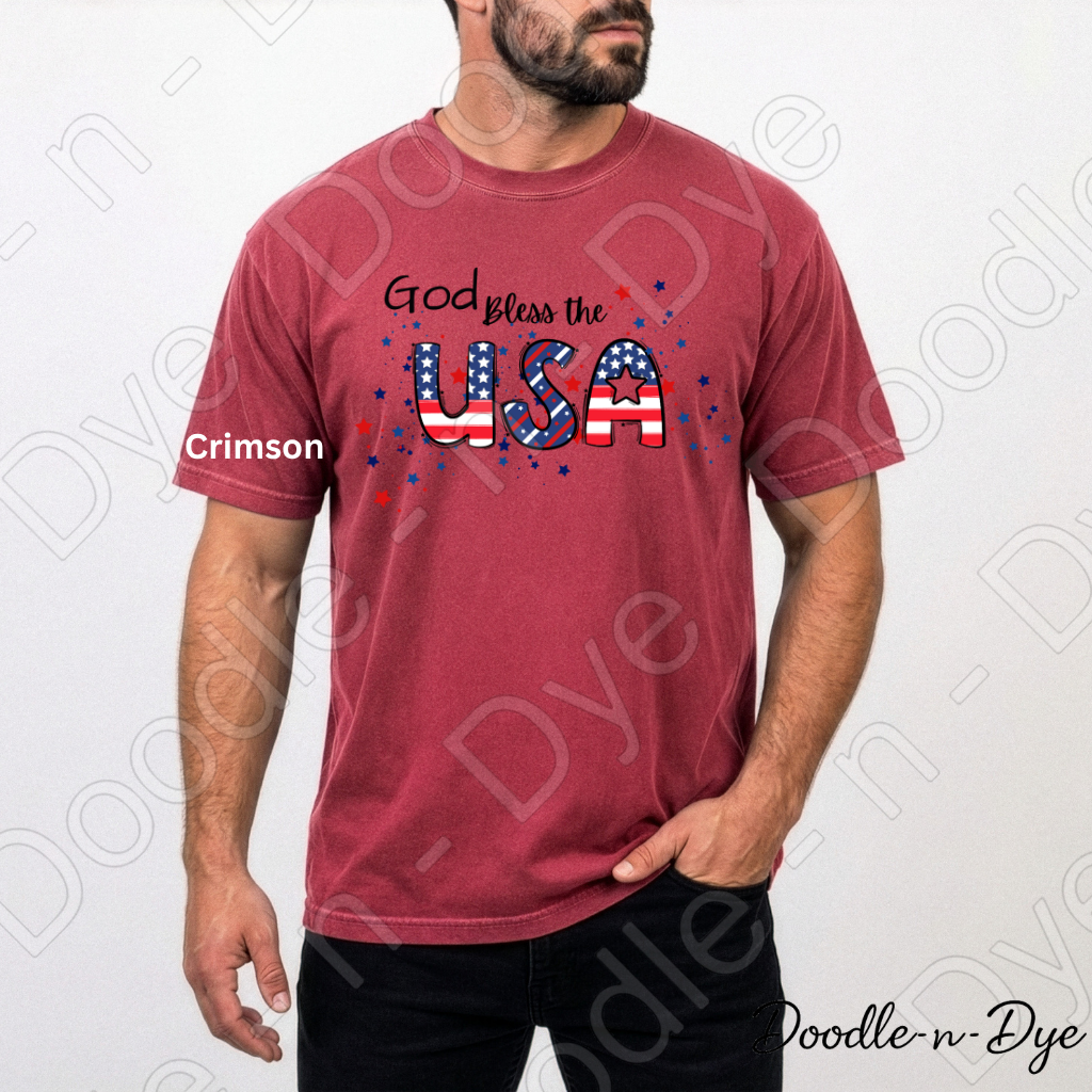 God Bless the USA Shirt, Comfort Colors Patriotic American Flag Tee, Patriotic T-Shirt, Family Matching Tees