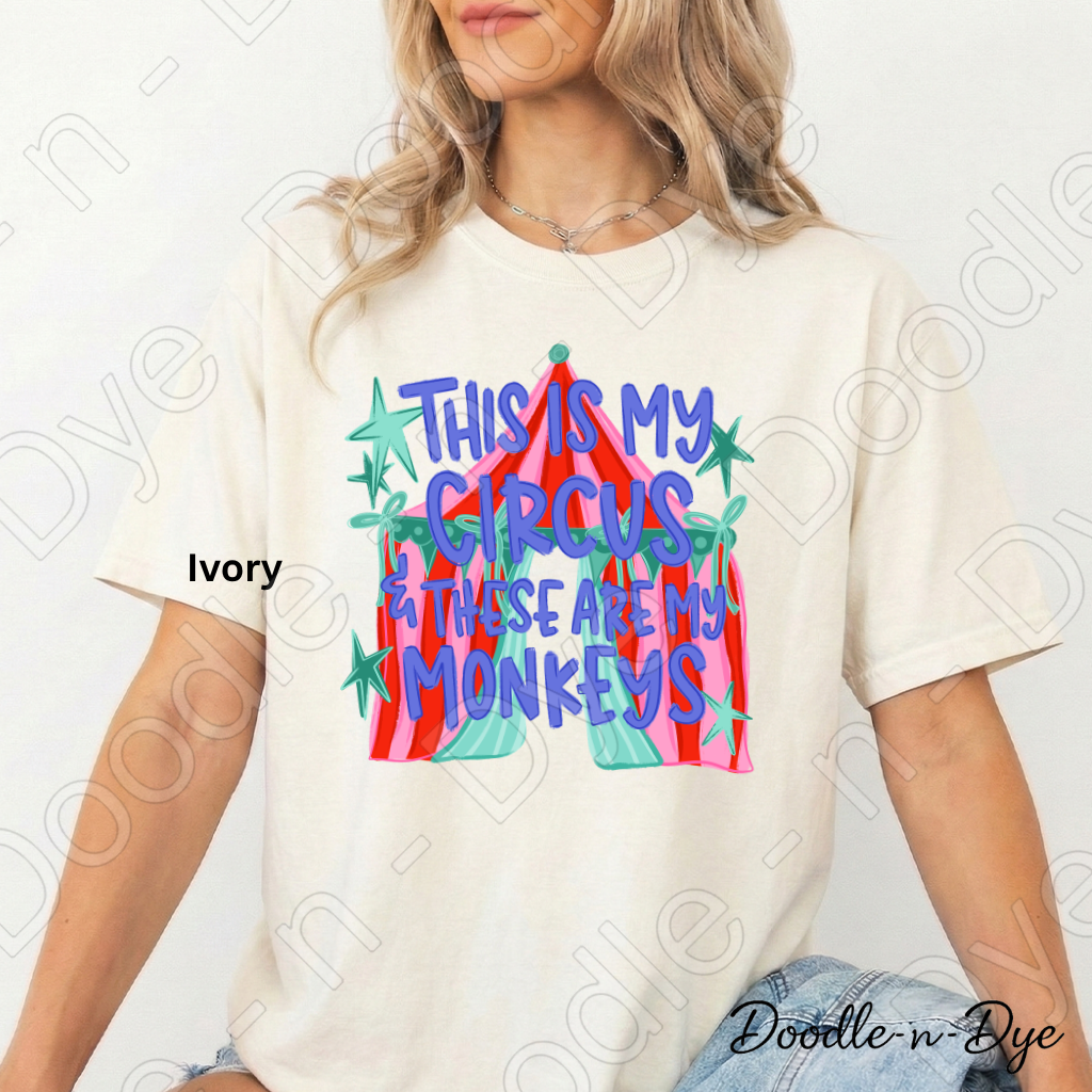 Funny Monkey Comfort Colors Tee, Teacher or Mom Life Shirt, This is My Circus These Are My Monkeys tee, Classroom Humor Tee, Humorous Mom Life Tee, Teacher Gift, Gift for Mom, Back to School Tee