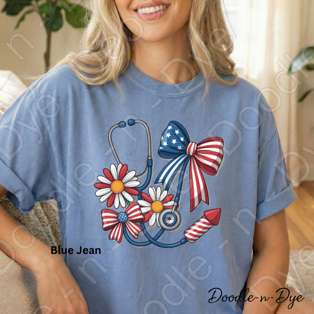 Nurse 4th of July Comfort Colors Tee, Patriotic Nurse Shirt, Nurse Life Shirt, Red White & Blue Tee, Healthcare Hero Shirt, Patriotic Medical Tee