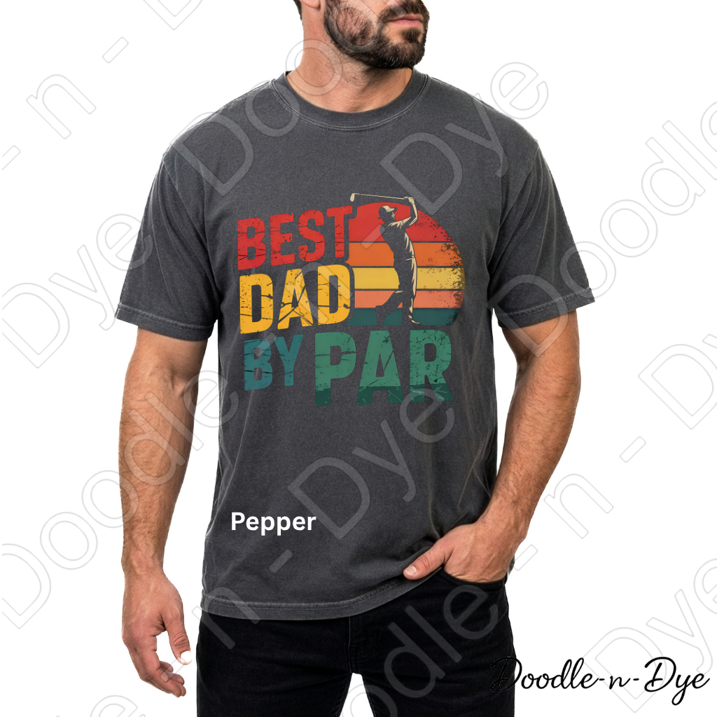 Best Dady By Par Comfort Colors Tee, Golf Dad Shirt, Father's Day Golf Tshirt, Retro Sunset Golf T-Shirt, Gift for Him, Gift for Dad