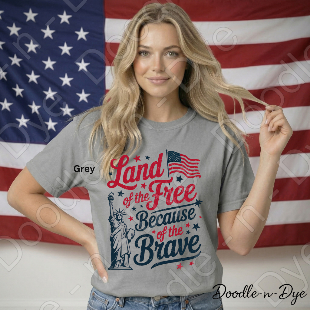 Patriotic Comfort Colors Tee, Land of the Free Because of the Brave Shirt, 250th Anniversary T-Shirt, Happy 250th Birthday America