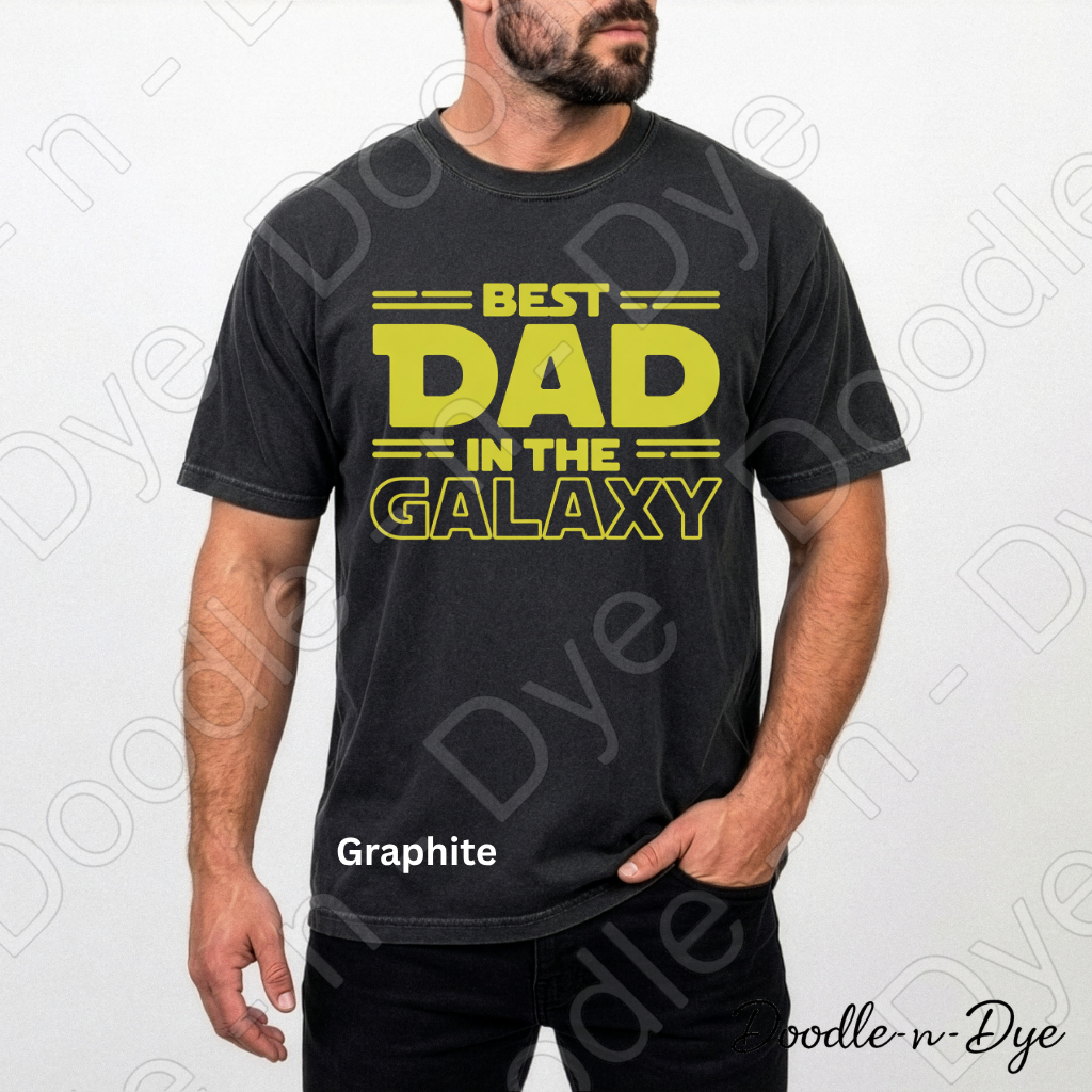 Best Dad in the Galaxy Comfort Colors Tee, Father's Day Shirt, Funny Dad Shirt, Gift for Him, Galaxy Dad Graphic Tee