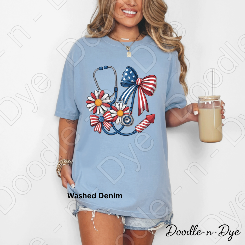 Nurse 4th of July Comfort Colors Tee, Patriotic Nurse Shirt, Nurse Life Shirt, Red White & Blue Tee, Healthcare Hero Shirt, Patriotic Medical Tee