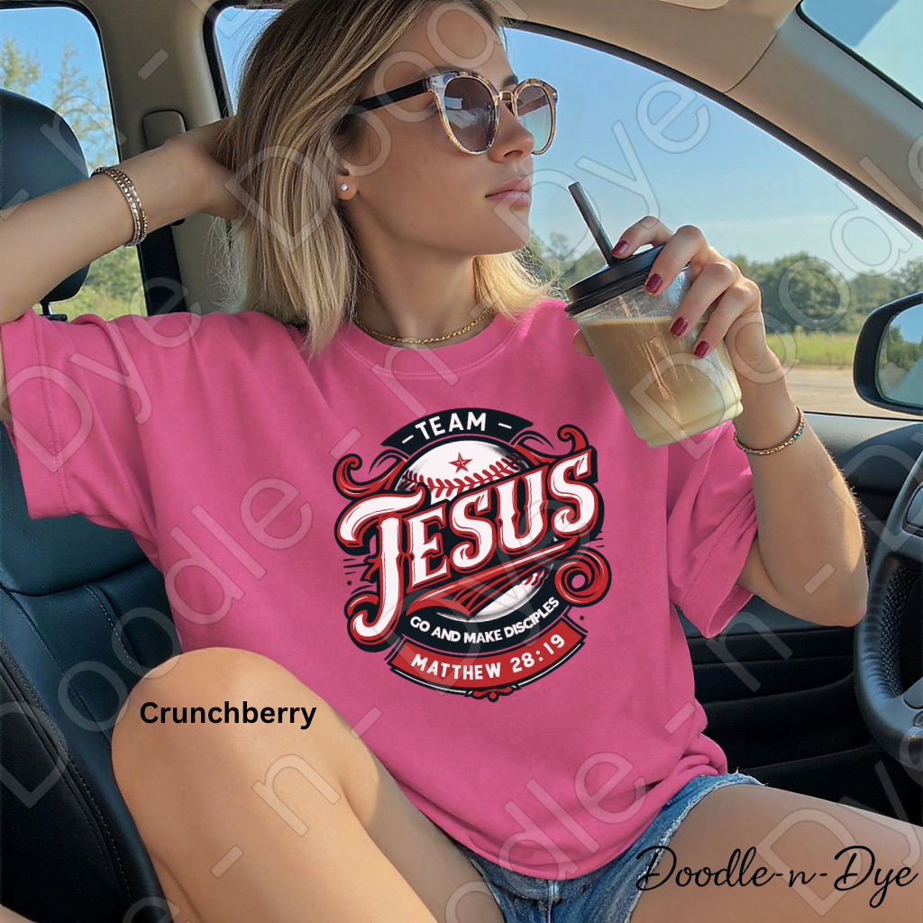 Team Jesus Comfort Colors Tee, Go and Make Disciples Shirt, Faith-Based T Shirt, Christian Baseball T-Shirt, Bible Verse Matthew 28:19 Tee