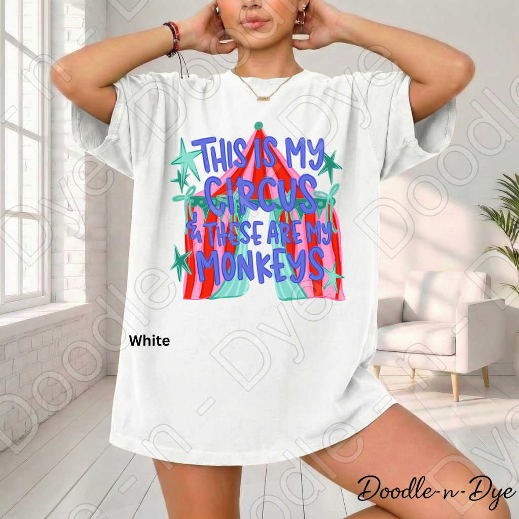 Funny Monkey Comfort Colors Tee, Teacher or Mom Life Shirt, This is My Circus These Are My Monkeys tee, Classroom Humor Tee, Humorous Mom Life Tee, Teacher Gift, Gift for Mom, Back to School Tee