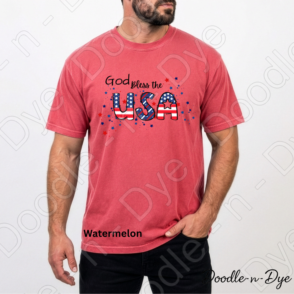 God Bless the USA Shirt, Comfort Colors Patriotic American Flag Tee, Patriotic T-Shirt, Family Matching Tees
