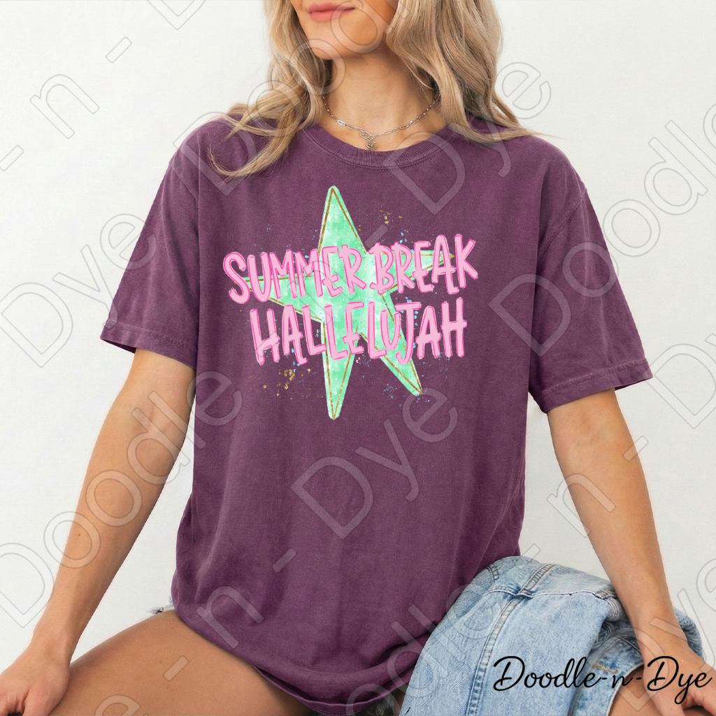 Summer Break Hallelujah Comfort Colors Tee, Everyday Wear Shirt, Summer Teacher Tee