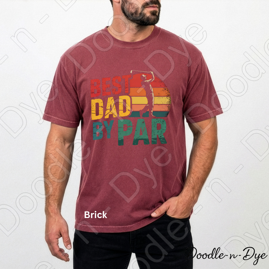 Best Dady By Par Comfort Colors Tee, Golf Dad Shirt, Father's Day Golf Tshirt, Retro Sunset Golf T-Shirt, Gift for Him, Gift for Dad