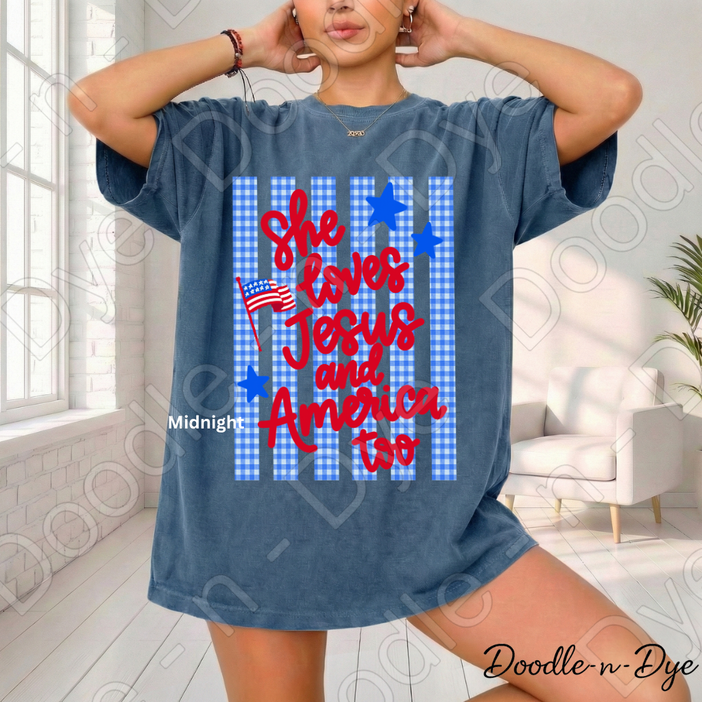 Patriotic Faith Comfort Colors Tee, She Loves Jesus & America Too Shirt, July 4th 250 Celebration Tee, Vintage USA Shirt