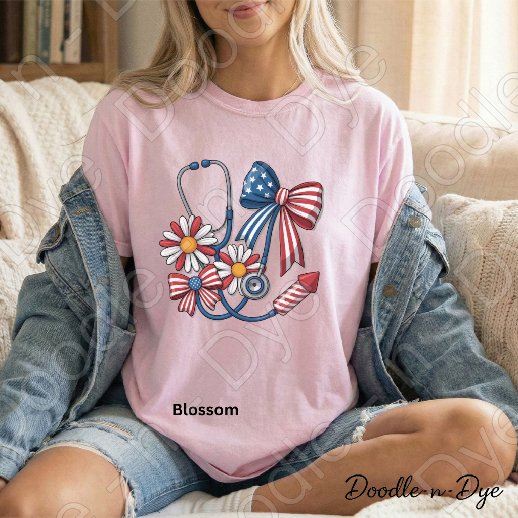 Nurse 4th of July Comfort Colors Tee, Patriotic Nurse Shirt, Nurse Life Shirt, Red White & Blue Tee, Healthcare Hero Shirt, Patriotic Medical Tee
