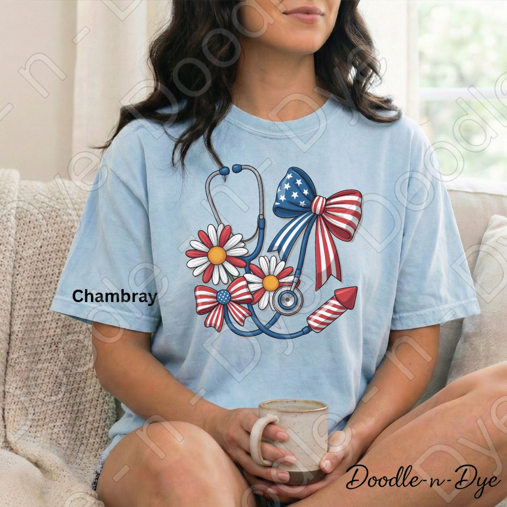 Nurse 4th of July Comfort Colors Tee, Patriotic Nurse Shirt, Nurse Life Shirt, Red White & Blue Tee, Healthcare Hero Shirt, Patriotic Medical Tee