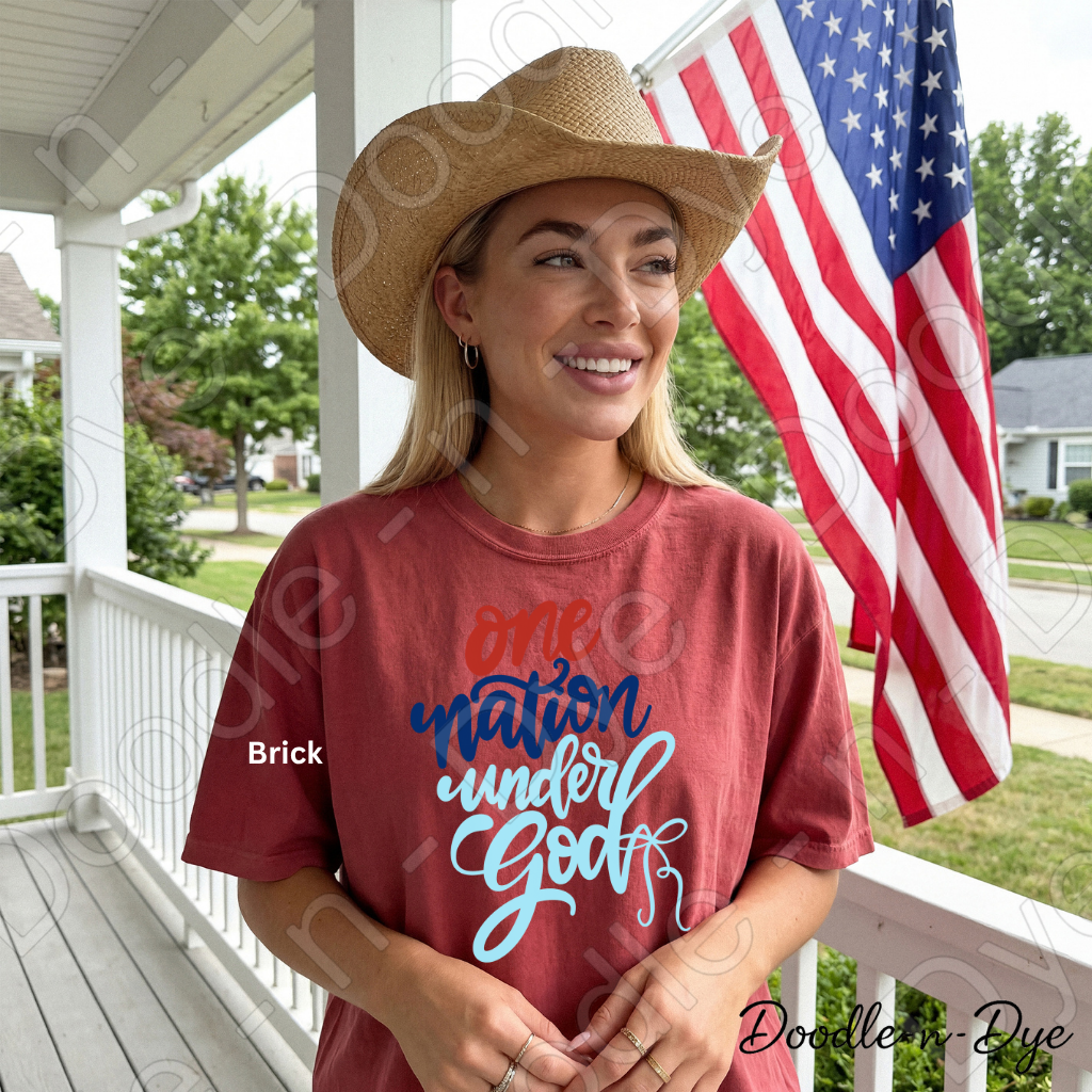 One Nation Under God Comfort Colors Tee, Patriotic Faith Shirt, July 4th Shirt, Independence Day 250 Anniversary T-Shirt