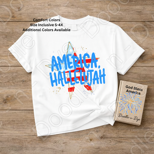 America Hallelujah Patriotic Shirt – Comfort Colors USA Tee for 4th of July, Summer, Faith & Freedom Outfits