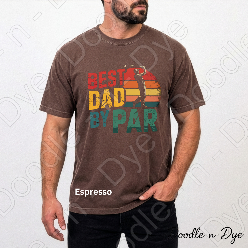 Best Dady By Par Comfort Colors Tee, Golf Dad Shirt, Father's Day Golf Tshirt, Retro Sunset Golf T-Shirt, Gift for Him, Gift for Dad