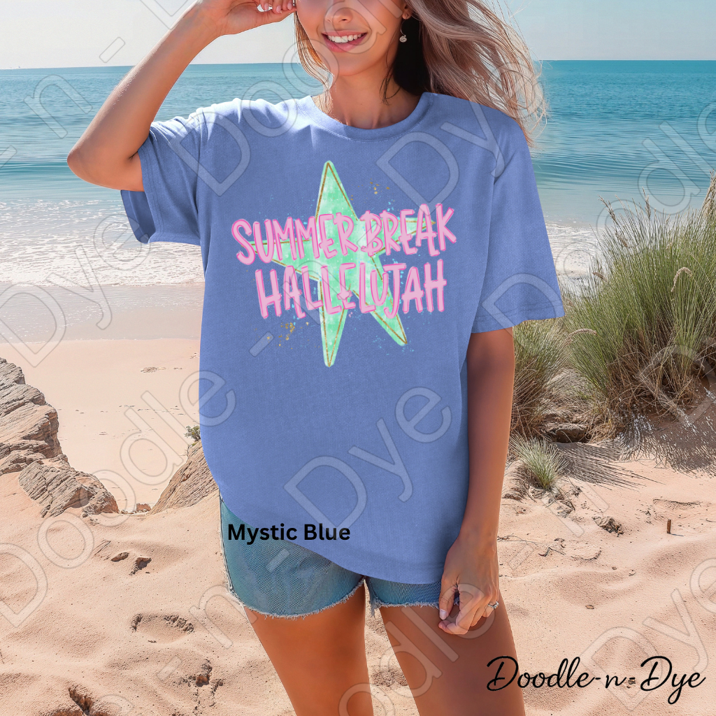 Summer Break Hallelujah Comfort Colors Tee, Everyday Wear Shirt, Summer Teacher Tee