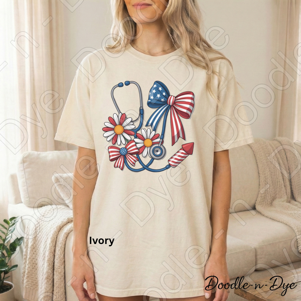Nurse 4th of July Comfort Colors Tee, Patriotic Nurse Shirt, Nurse Life Shirt, Red White & Blue Tee, Healthcare Hero Shirt, Patriotic Medical Tee
