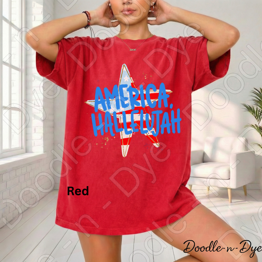 America Hallelujah Patriotic Shirt – Comfort Colors USA Tee for 4th of July, Summer, Faith & Freedom Outfits