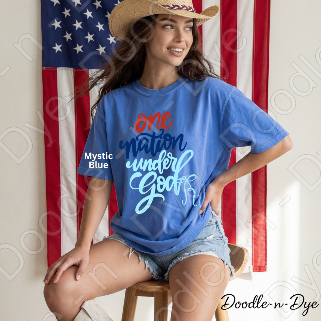 One Nation Under God Comfort Colors Tee, Patriotic Faith Shirt, July 4th Shirt, Independence Day 250 Anniversary T-Shirt