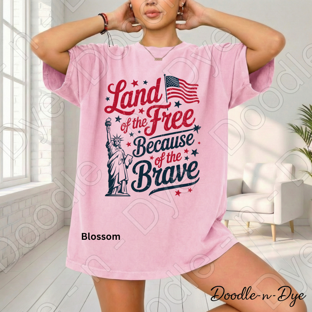 Patriotic Comfort Colors Tee, Land of the Free Because of the Brave Shirt, 250th Anniversary T-Shirt, Happy 250th Birthday America