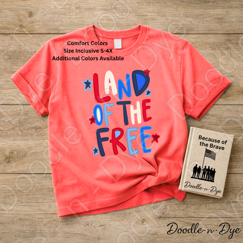 July 4th Comfort Colors Tee, Land of the Free Shirt, Patriotic 4th of July T-Shirt, Independence Day 250 Year Anniversary Shirt