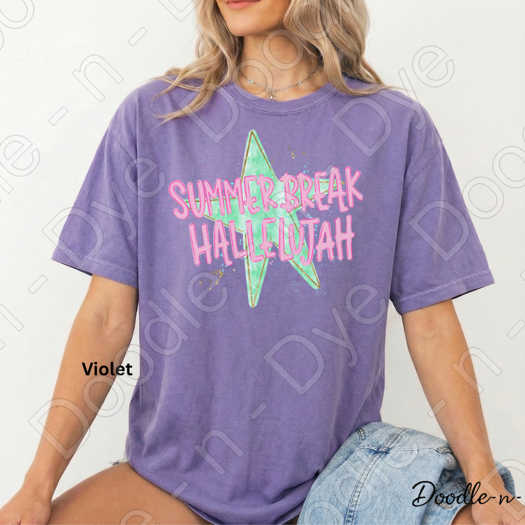Summer Break Hallelujah Comfort Colors Tee, Everyday Wear Shirt, Summer Teacher Tee
