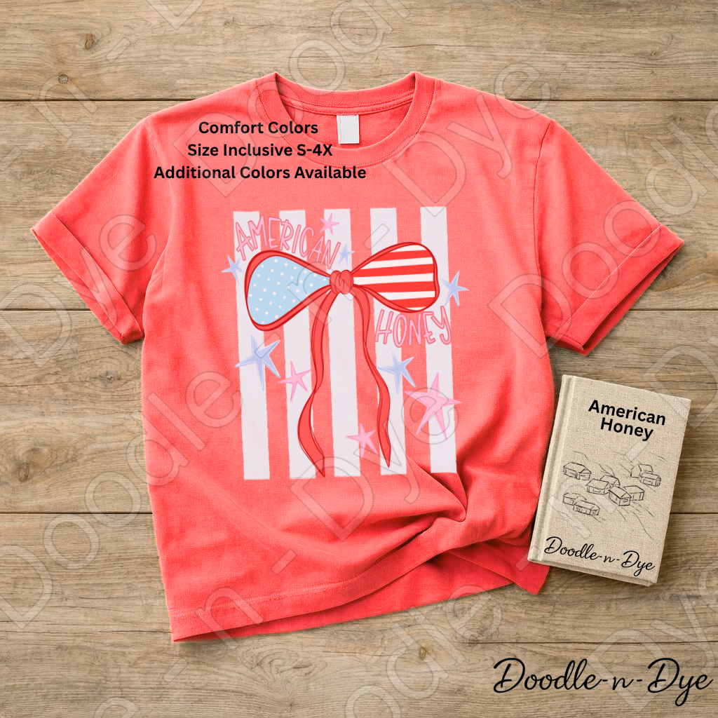 American Honey Patriotic Shirt – Comfort Colors USA Graphic Tee for Summer, 4th of July, Country Concerts & Americana Outfits