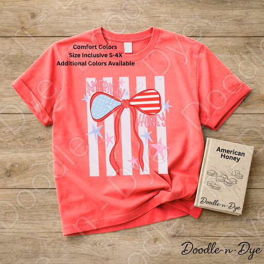 American Honey Patriotic Shirt – Comfort Colors USA Graphic Tee for Summer, 4th of July, Country Concerts & Americana Outfits