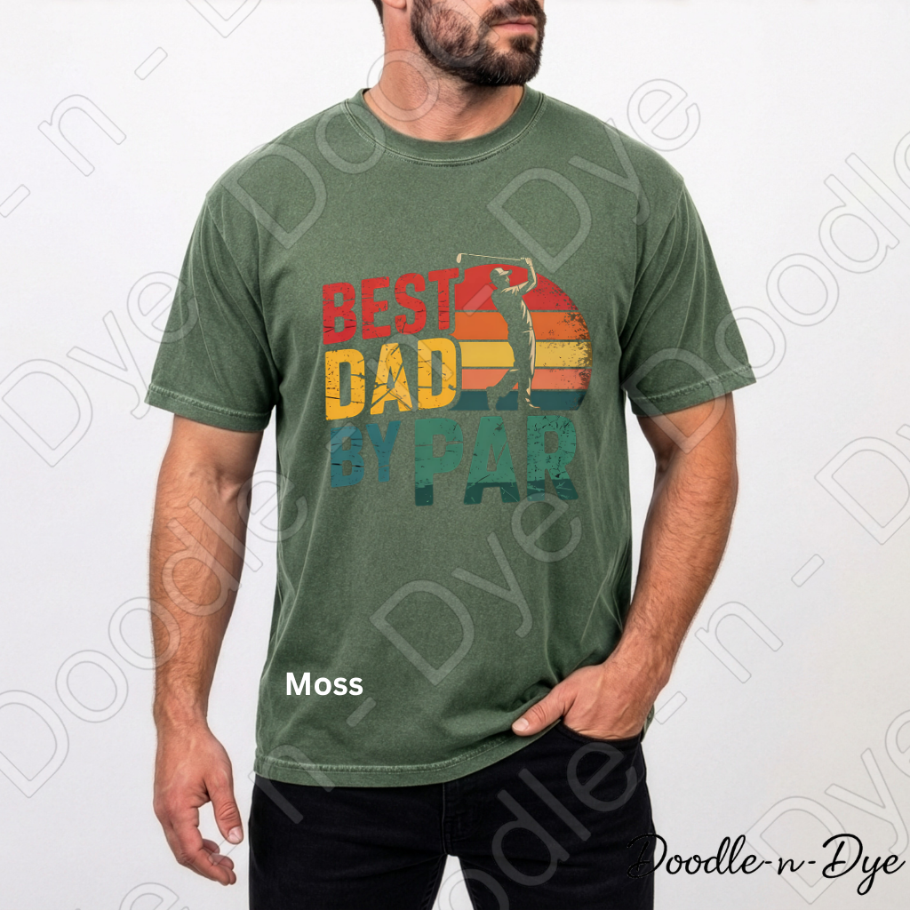 Best Dady By Par Comfort Colors Tee, Golf Dad Shirt, Father's Day Golf Tshirt, Retro Sunset Golf T-Shirt, Gift for Him, Gift for Dad