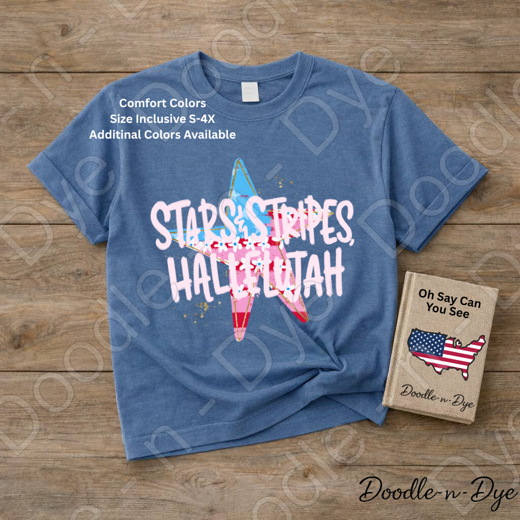 Stars Stripes Hallelujah Patriotic Shirt – Comfort Colors USA Graphic Tee for 4th of July, Summer, Faith & Americana Outfits