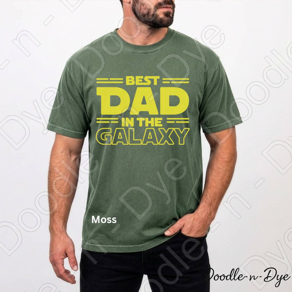 Best Dad in the Galaxy Comfort Colors Tee, Father's Day Shirt, Funny Dad Shirt, Gift for Him, Galaxy Dad Graphic Tee