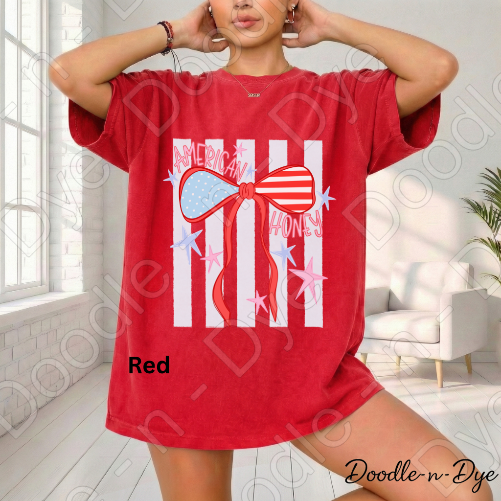American Honey Patriotic Shirt – Comfort Colors USA Graphic Tee for Summer, 4th of July, Country Concerts & Americana Outfits