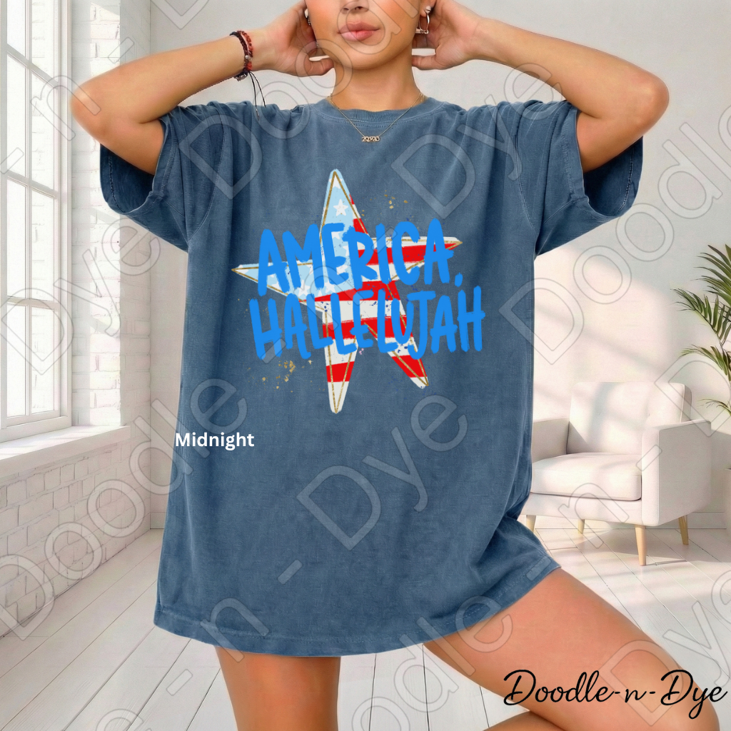 America Hallelujah Patriotic Shirt – Comfort Colors USA Tee for 4th of July, Summer, Faith & Freedom Outfits