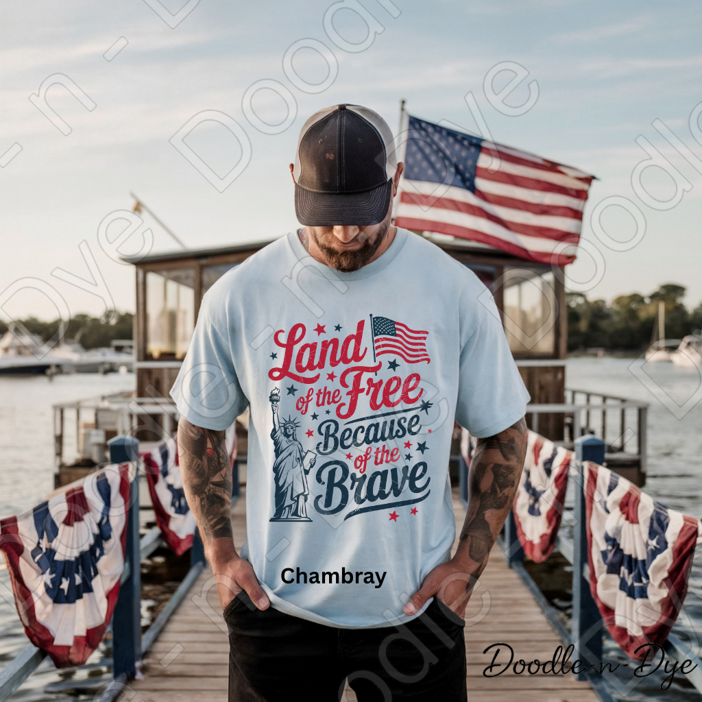 Patriotic Comfort Colors Tee, Land of the Free Because of the Brave Shirt, 250th Anniversary T-Shirt, Happy 250th Birthday America