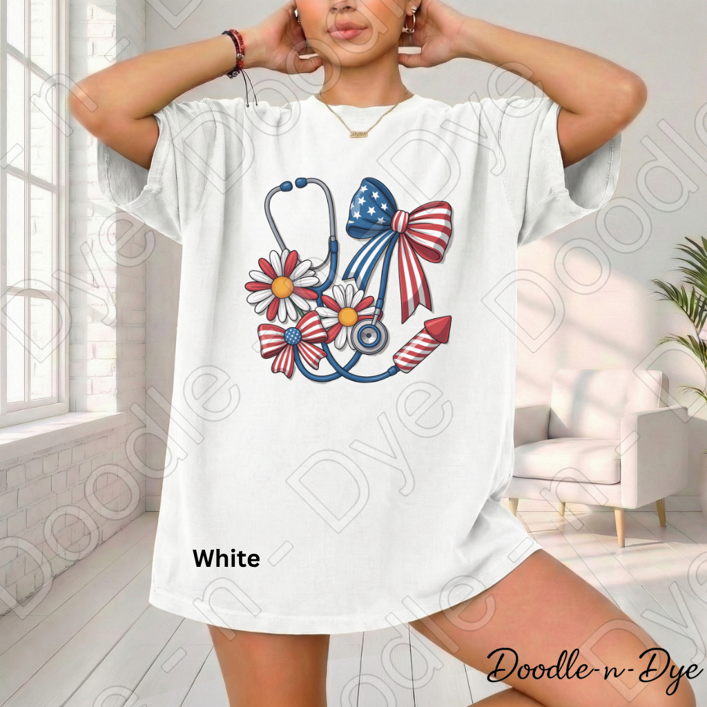 Nurse 4th of July Comfort Colors Tee, Patriotic Nurse Shirt, Nurse Life Shirt, Red White & Blue Tee, Healthcare Hero Shirt, Patriotic Medical Tee