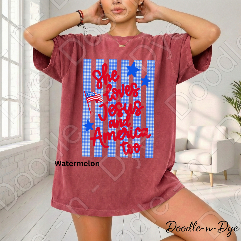 Patriotic Faith Comfort Colors Tee, She Loves Jesus & America Too Shirt, July 4th 250 Celebration Tee, Vintage USA Shirt