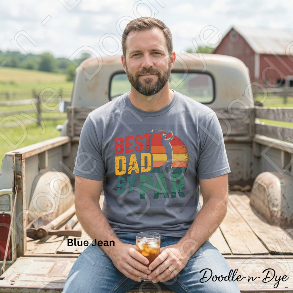 Best Dady By Par Comfort Colors Tee, Golf Dad Shirt, Father's Day Golf Tshirt, Retro Sunset Golf T-Shirt, Gift for Him, Gift for Dad