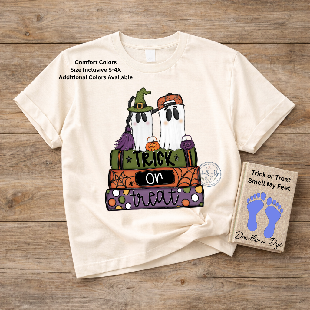Trick or Treat Ghost Shirt | Original Halloween Ghost Tee | Comfort Colors® 1717 Cute Spooky Shirt | Pumpkin Halloween Graphic Tee