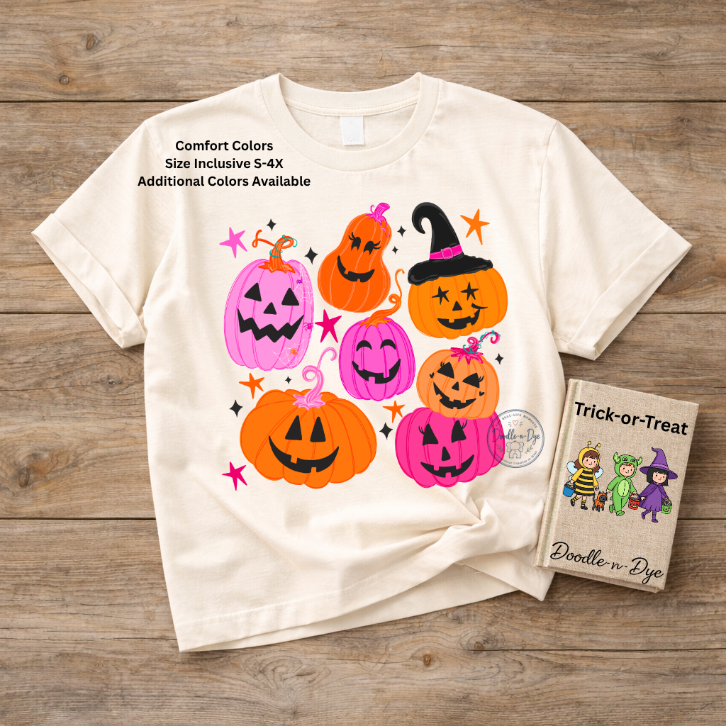 Cute Halloween Pumpkin Shirt | Comfort Colors® 1717 Jack O Lantern T-Shirt | Fall Colorful Pumpkin Graphic Tee | Spooky Season Shirt